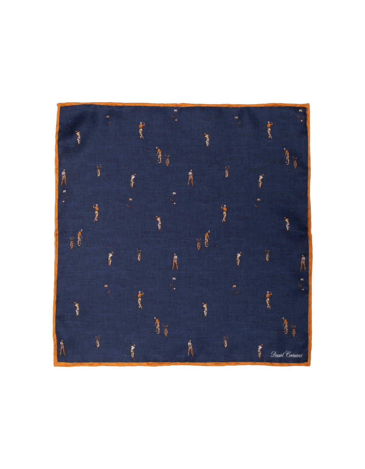 Silk Golfer Print Pocket Square